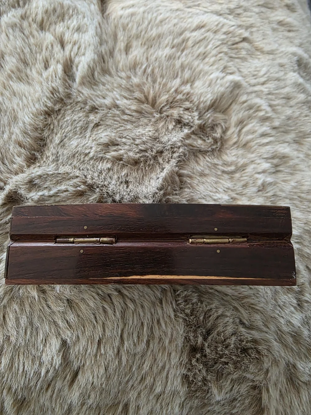 Handcrafted Wood & Brass Elephant Jewelry Box - Brown